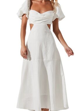 ASTR LABEL CUT OUT LINEN WHITE DRESS